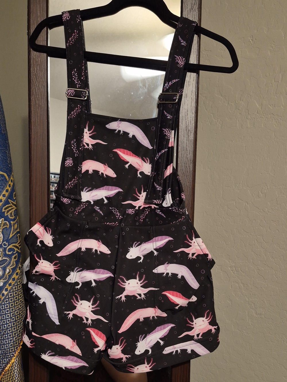 Blackmilk Black Pink Axolotl Short Overalls